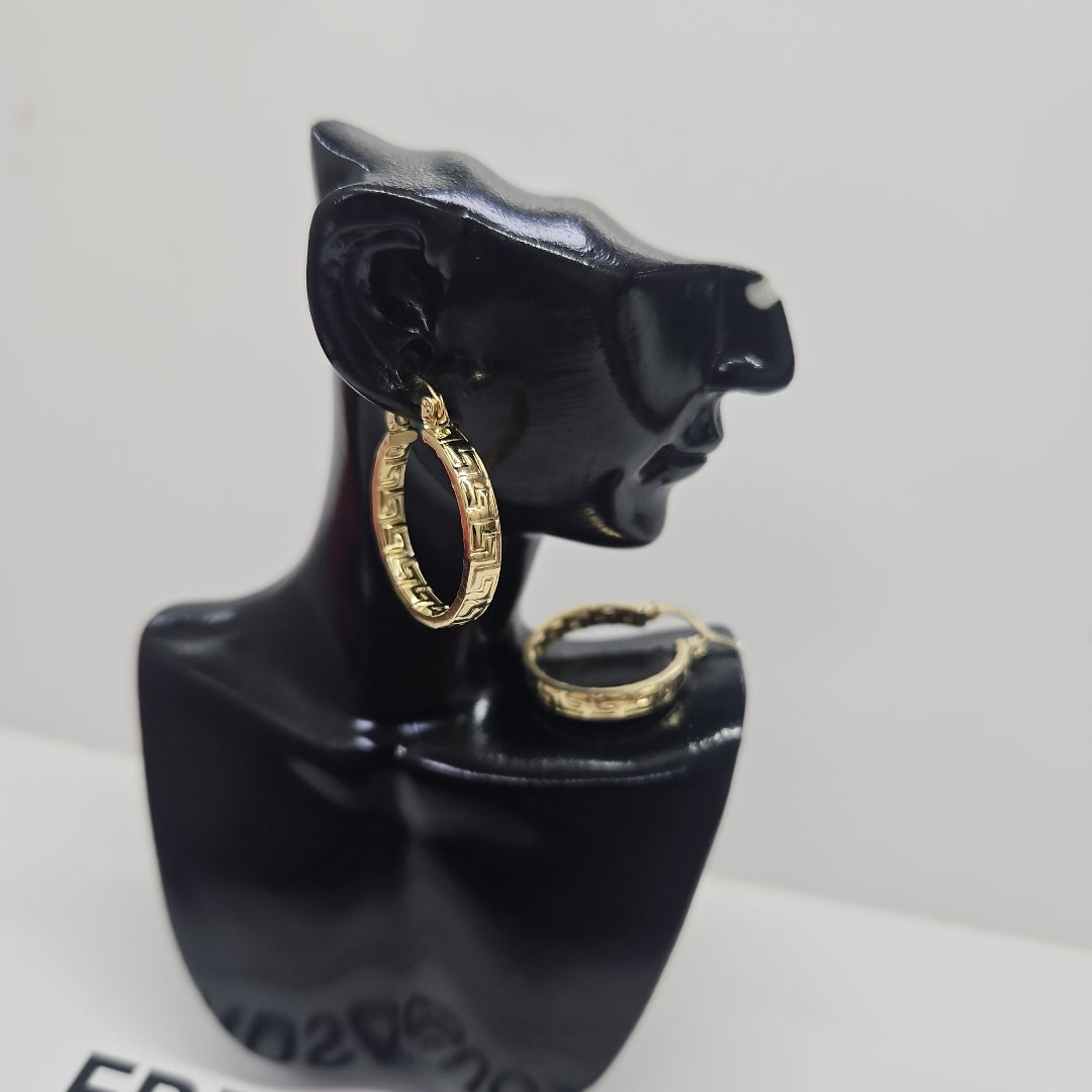 ARETES TEJIDO ARRACADAS TIPO GRECAS 14K 2.1 GR (NUEVO)