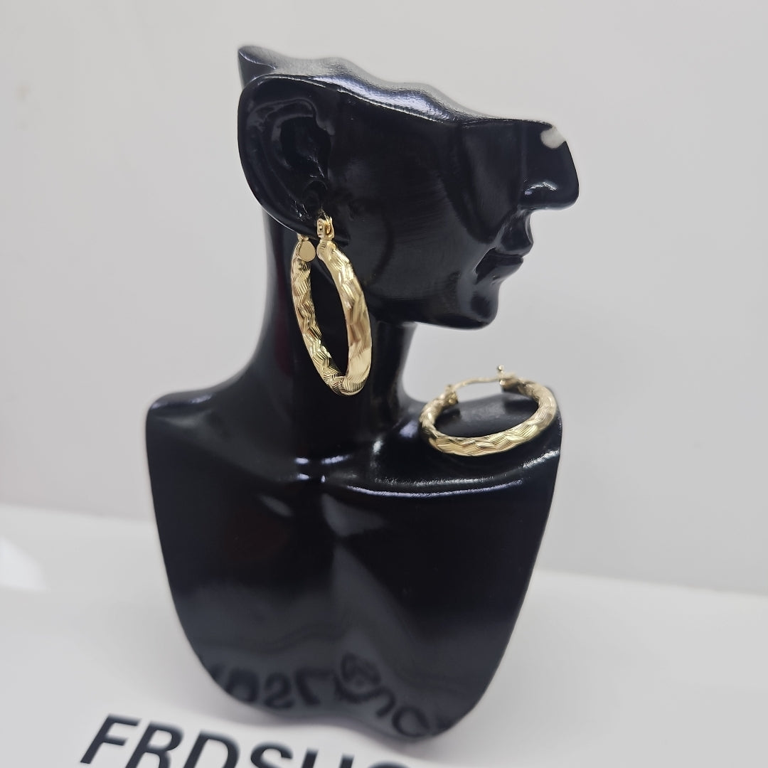 ARETES TEJIDO ARRACADA LABRADA 14K 2.7 GR (NUEVO)