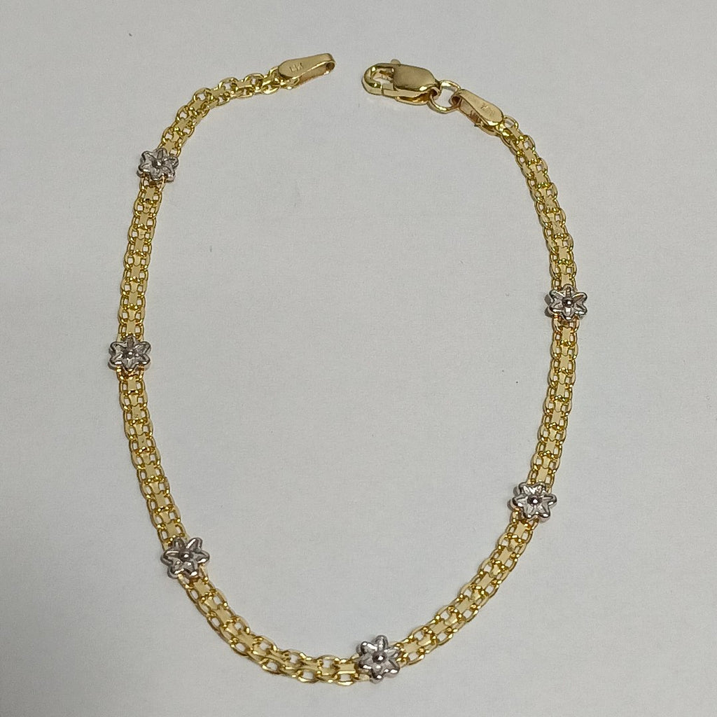 PULSERA ESPECIAL C FLORES 14K 18 CM 2.9 GR (NUEVO)