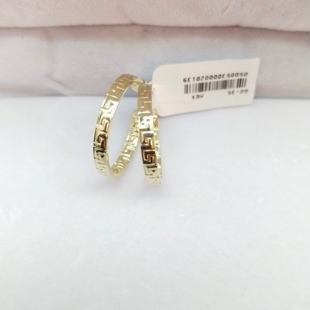 ARETES TEJIDO ARRACADA CON GRECAS 14K 2.6 GR (NUEVO)