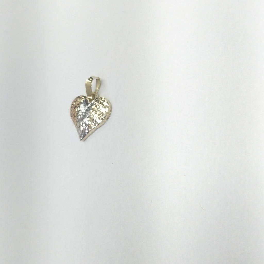 DIJE TEJIDO CORAZON LABRADO COMBINADO 14K 1.2 GR (NUEVO)