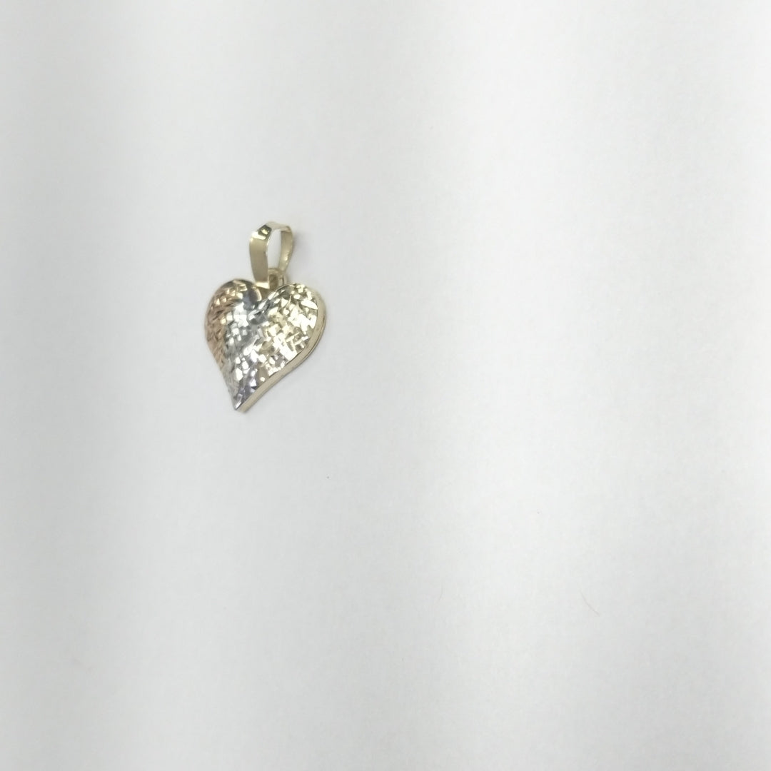 DIJE TEJIDO CORAZON LABRADO COMBINADO 14K 1.2 GR (NUEVO)
