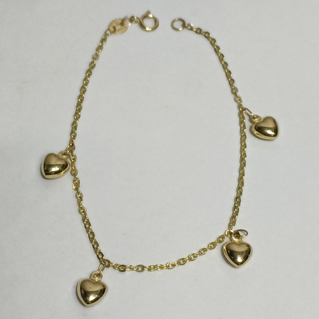 PULSERA ESP CON FIG CORAZONES 14K 18 CM 1.7 GR (NUEVO)