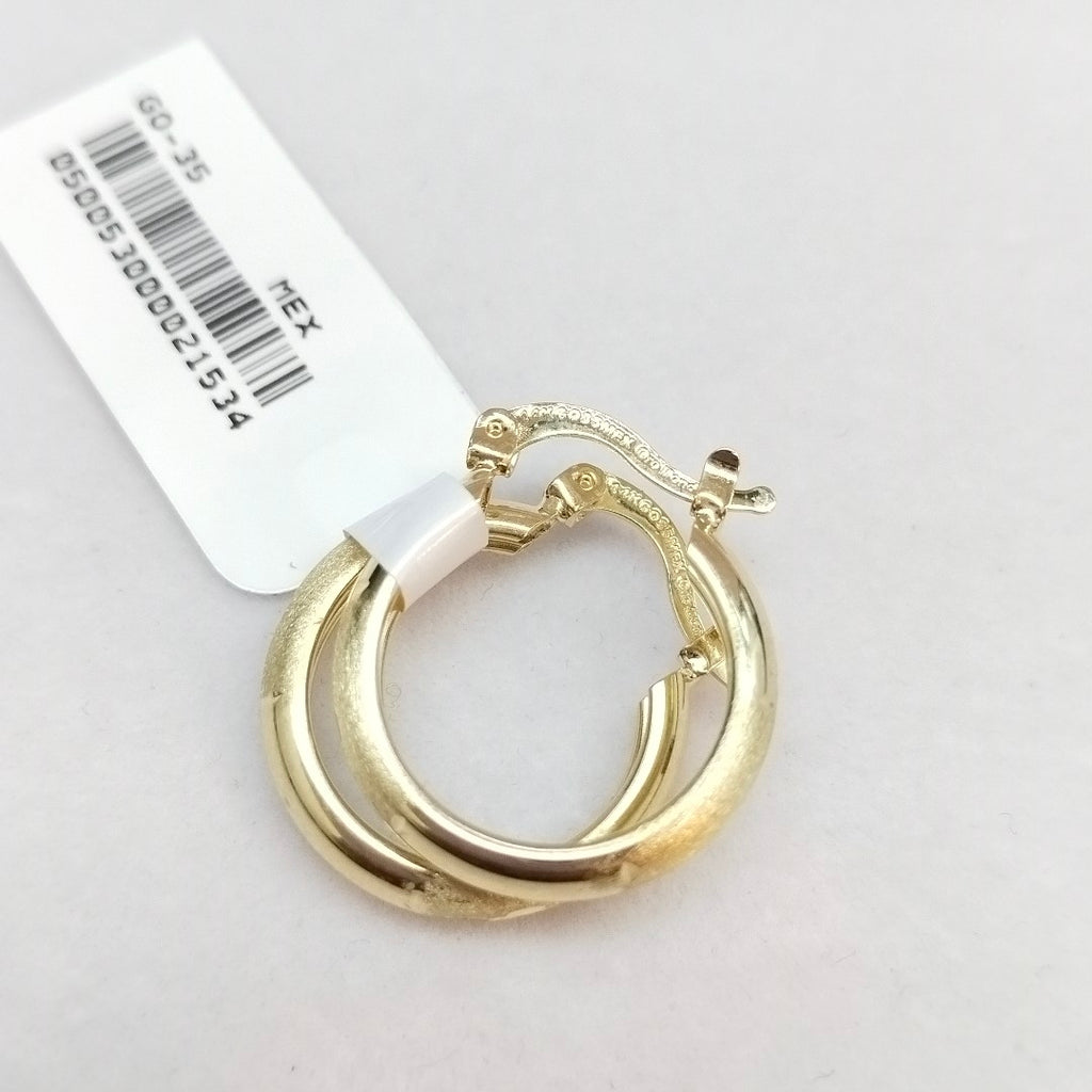 ARETES TEJIDO ARRACADA SATINADA 14K 2.5 GR (NUEVO)