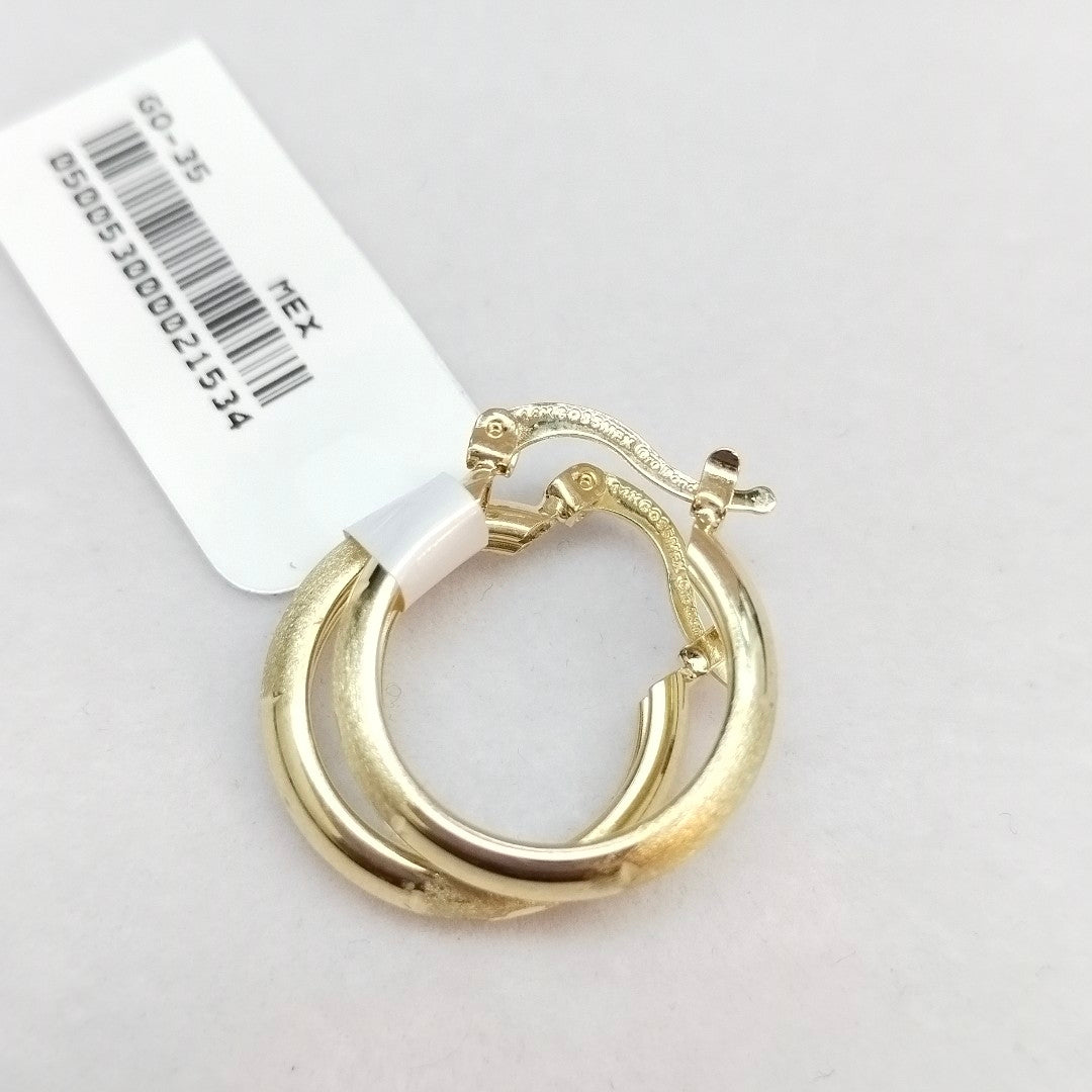 ARETES TEJIDO ARRACADA SATINADA 14K 2.5 GR (NUEVO)