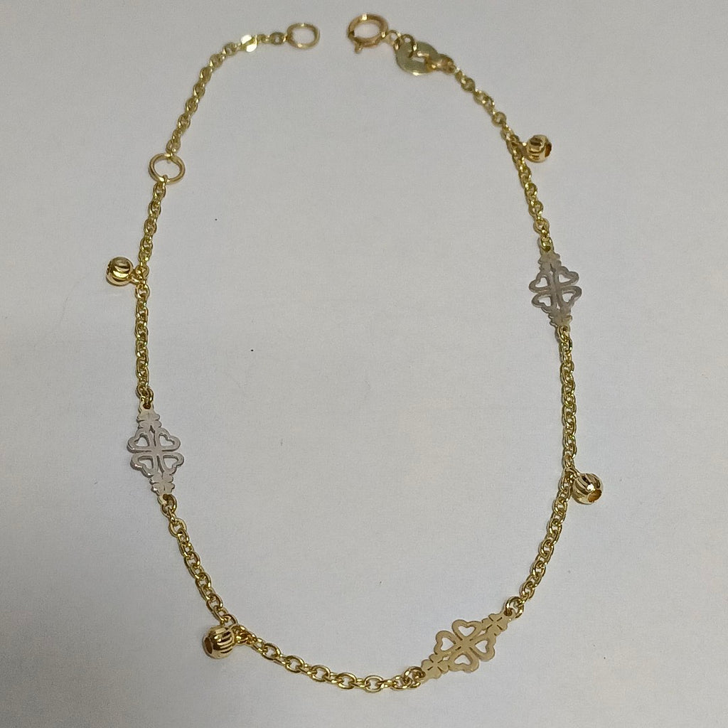 PULSERA ESPECIAL CON TREBOL 14K 18 CM 1.8 GR (NUEVO)