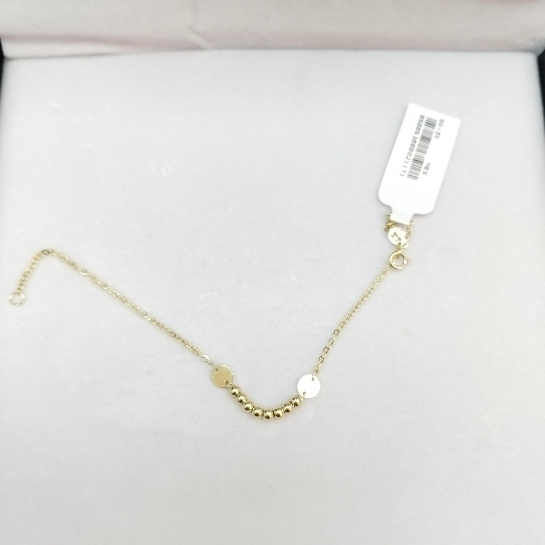 PULSERA TEJIDO ESPECIAL CON BOLITAS 14K 18 CM 1.8 GR (NUEVO)