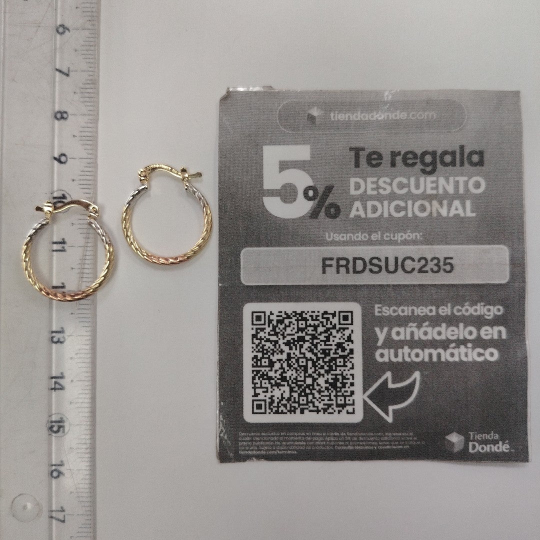 ARETES TEJIDO ARRACADAS TZL COMBINADAS 14K 1.8 GR (NUEVO)