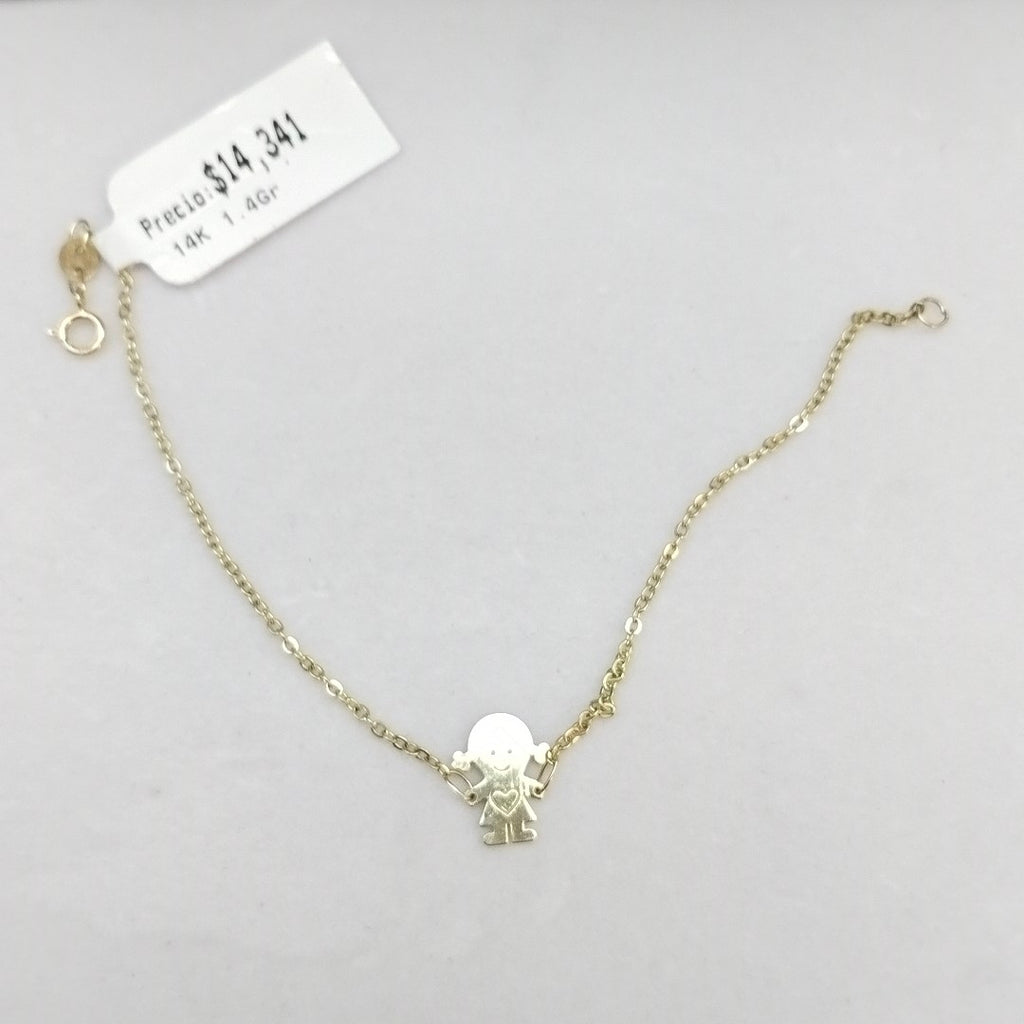 PULSERA ESP CON DIJE DE NIÑA 14K 18 CM 1.4 GR (NUEVO)