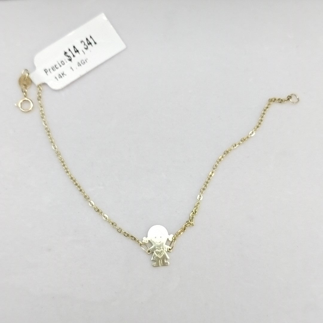 PULSERA ESP CON DIJE DE NIÑA 14K 18 CM 1.4 GR (NUEVO)