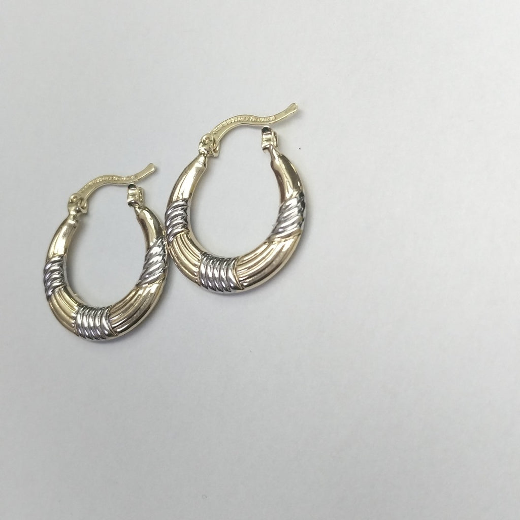 ARETES TEJIDO ARRACADAS COMBINADAS HUECAS 14K 2 GR (NUEVO)