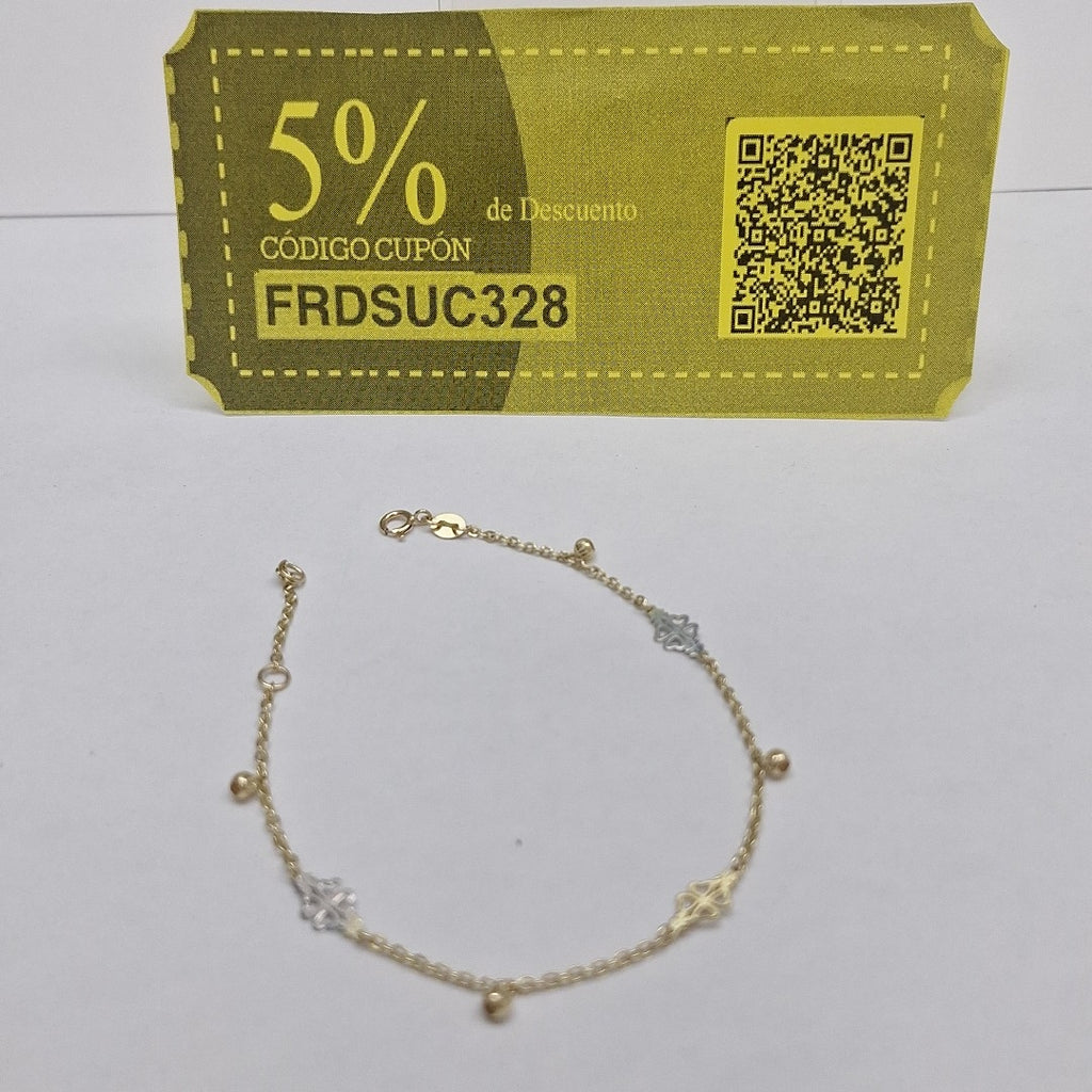 PULSERA ESPECIAL CON TREBOL 14K 18 CM 1.8 GR (NUEVO)