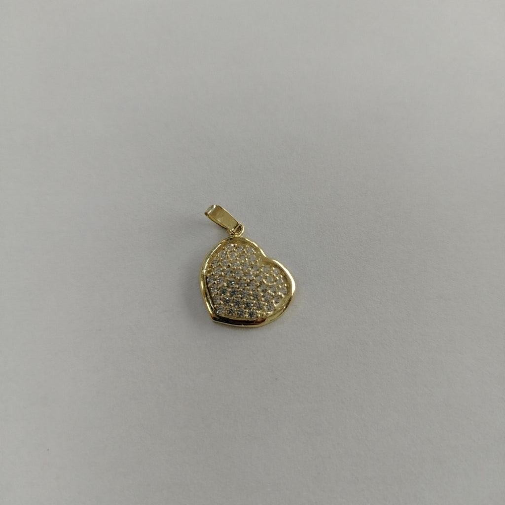 DIJE TEJIDO CORAZON CON CIRCONIAS 14K 1.7 GR (NUEVO)