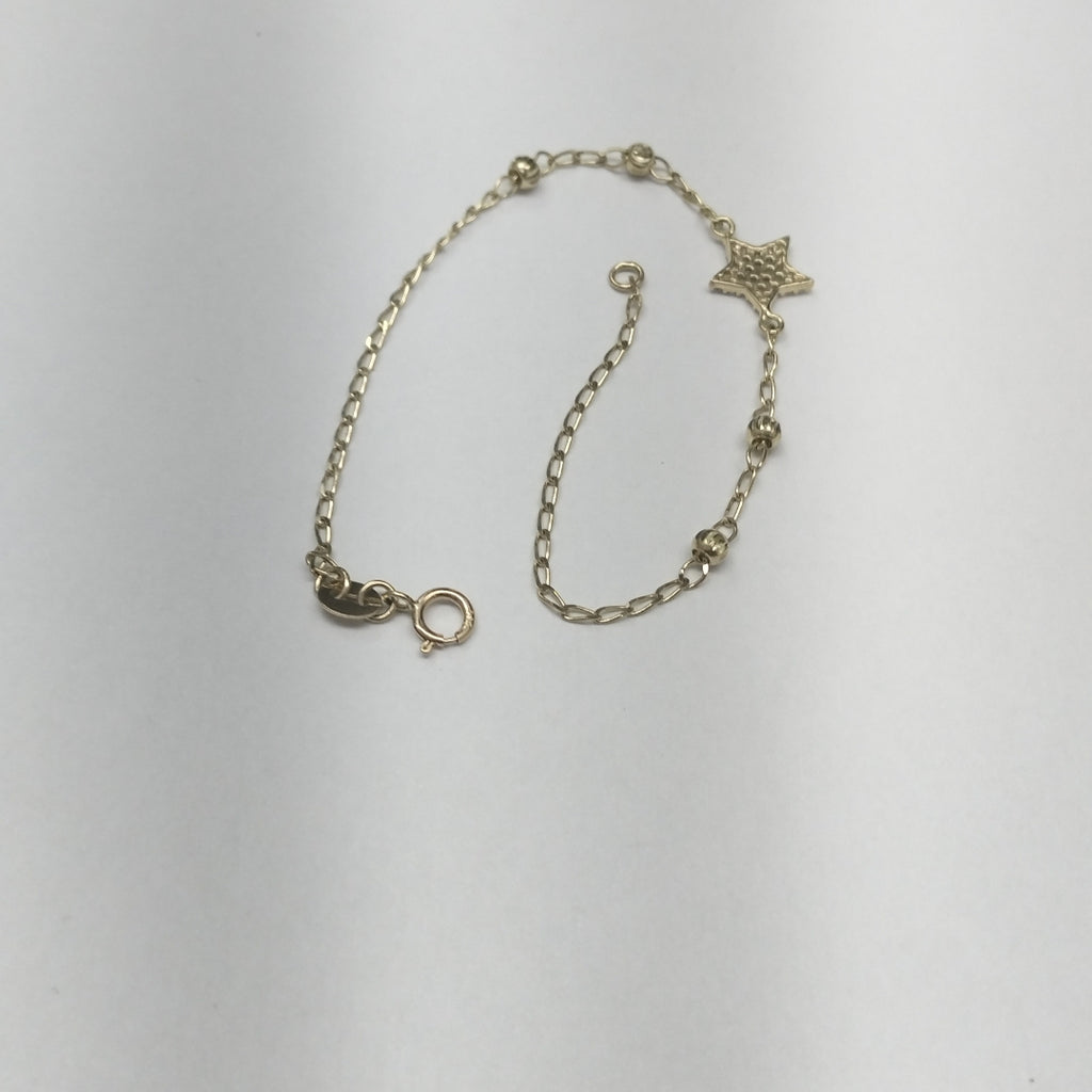 PULSERA ESPECIAL CON ESTRELLA Y CIRCONIAS 14K 18 CM 1.5 GR (NUEVO)