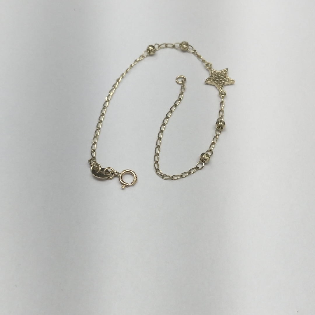 PULSERA ESPECIAL CON ESTRELLA Y CIRCONIAS 14K 18 CM 1.5 GR (NUEVO)