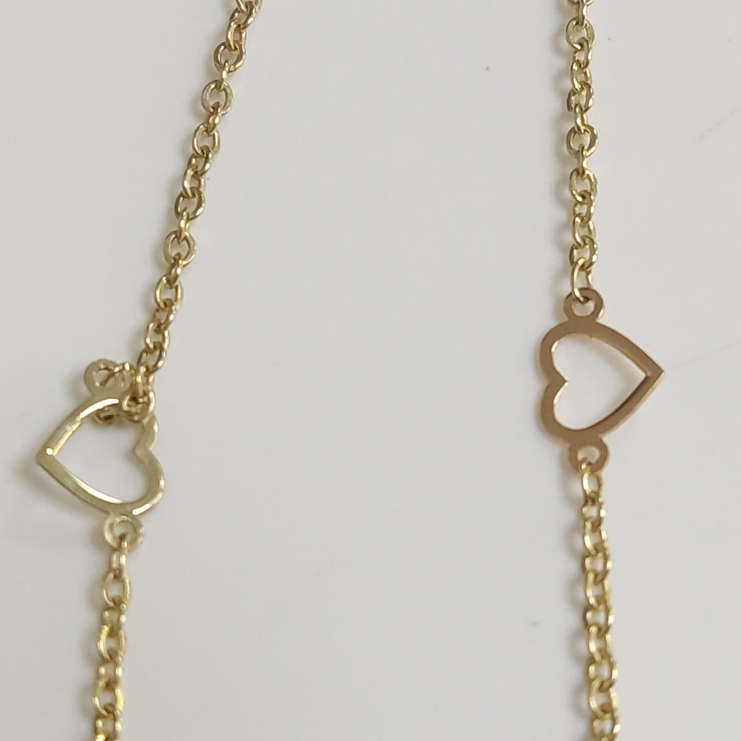 PULSERA ESPECIAL CON CORAZONES 10K 18 CM 1.2 GR (NUEVO)