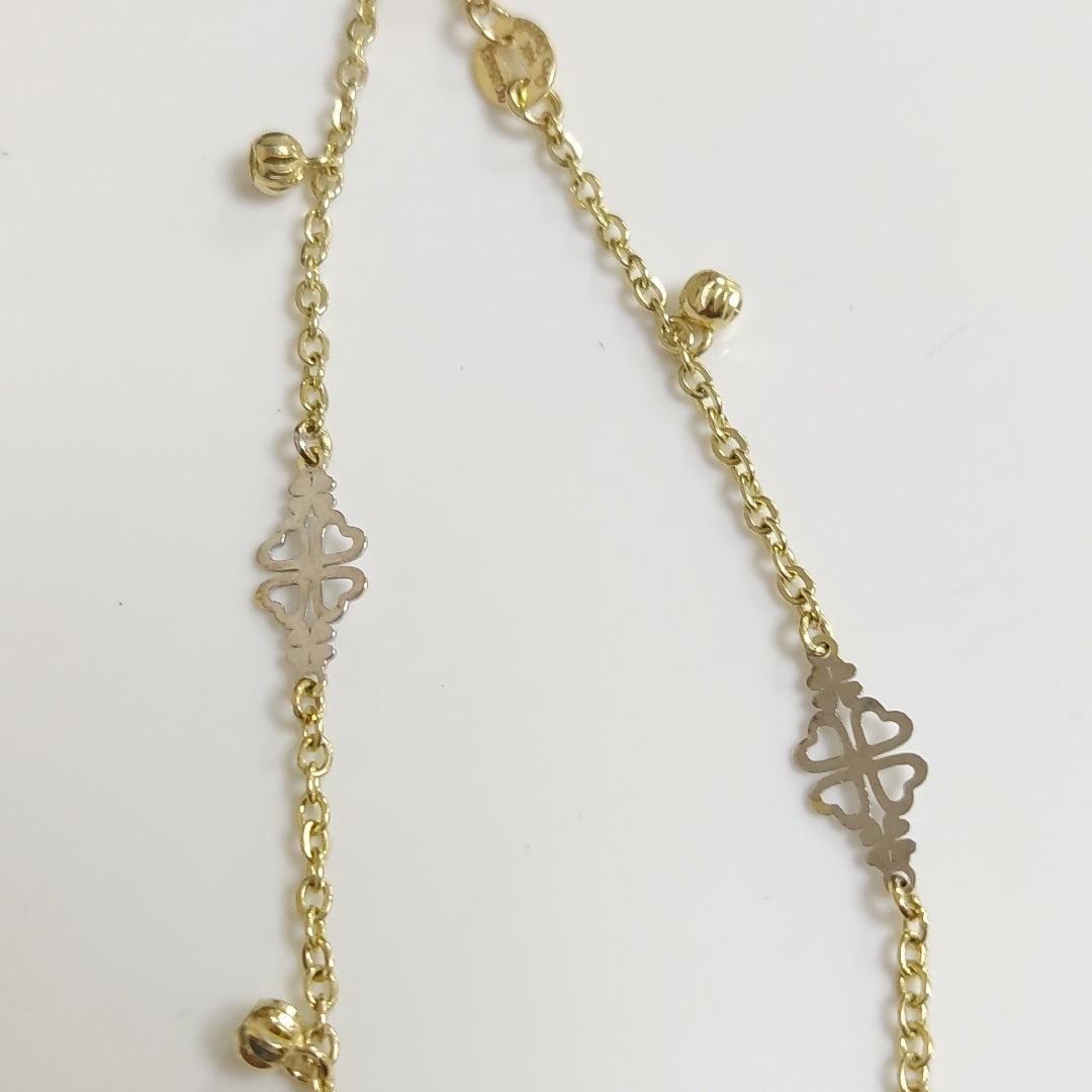 PULSERA ESPECIAL CON TREBOL 14K 18 CM 1.8 GR (NUEVO)