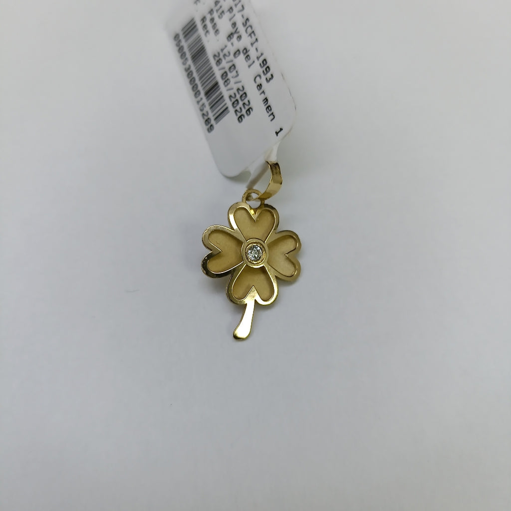 DIJE FIG TREBOL C CIRCONIA 14K 0.8 GR (NUEVO)