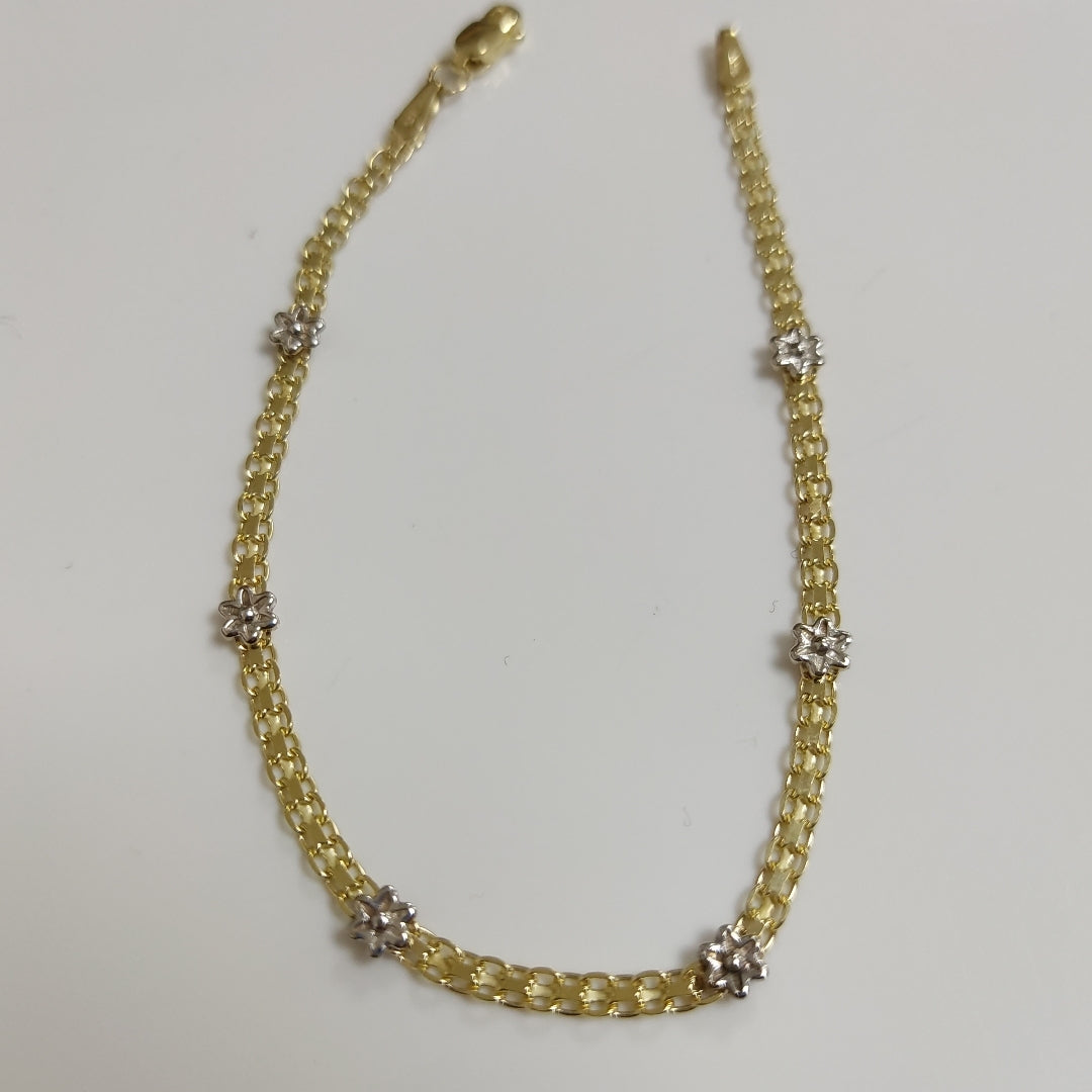 PULSERA ESPECIAL C FLORES 14K 18 CM 3 GR (NUEVO)