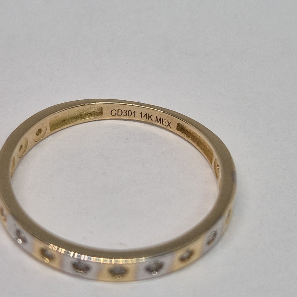 ANILLO ANILLITO C CIRCONIAS COMBINADO 14K 8 TALLA 2 GR (NUEVO)