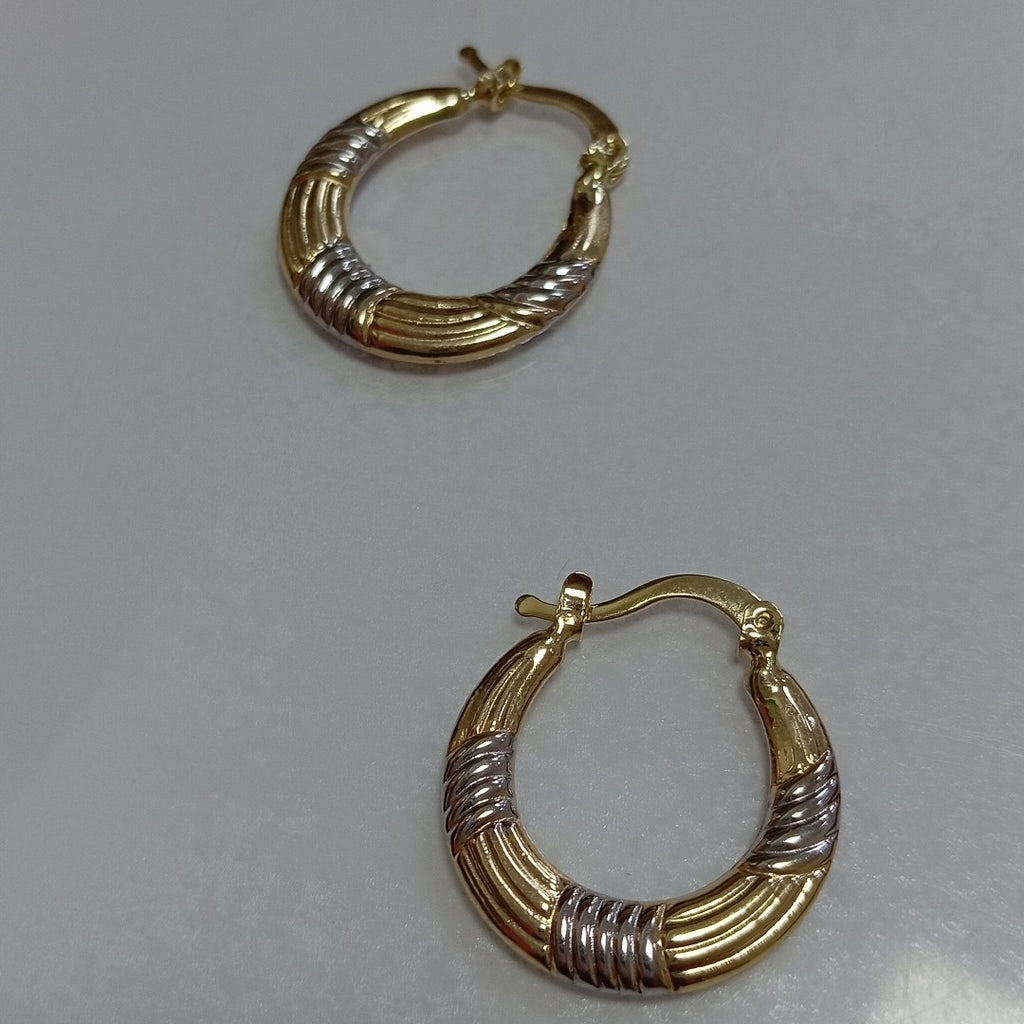 ARETES TEJIDO ARRACADAS COMBINADAS HUECAS 14K 1.9 GR (NUEVO)