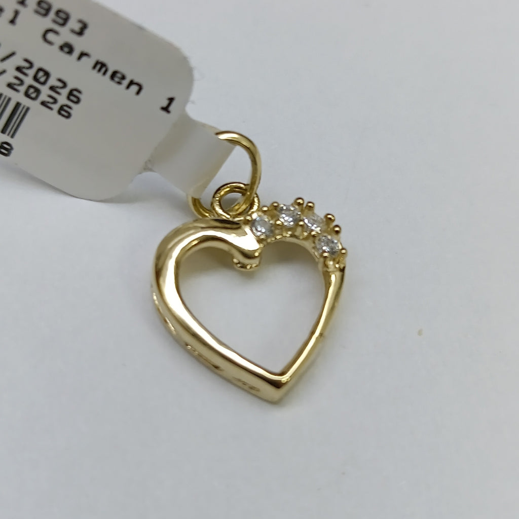 DIJE CORAZON CON CIRCONIAS 14K 1.4 GR (NUEVO)