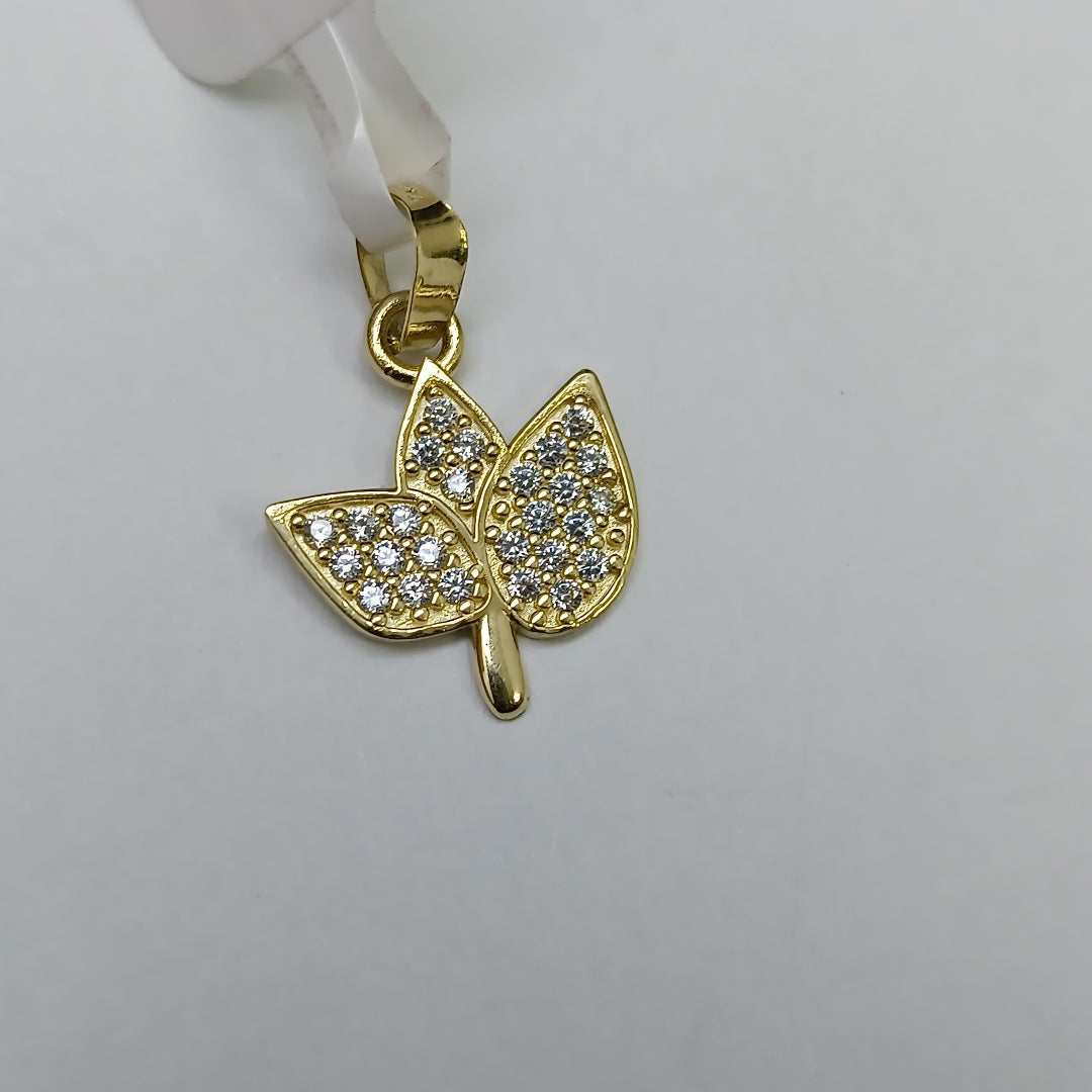DIJE TEJIDO HOJAS CON CIRCONIAS 14K 1 GR (NUEVO)