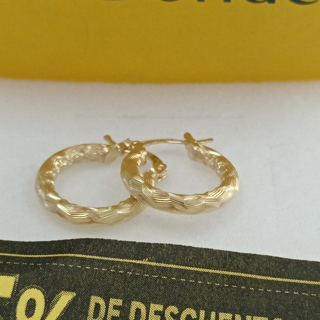ARETES TEJIDO ARRACADAS ASTRIADAS 14K 1.9 GR (NUEVO)