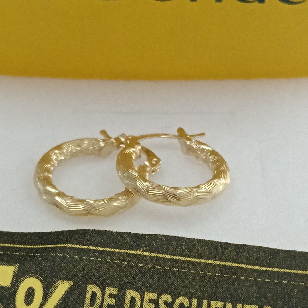 ARETES TEJIDO ARRACADAS ASTRIADAS 14K 1.9 GR (NUEVO)