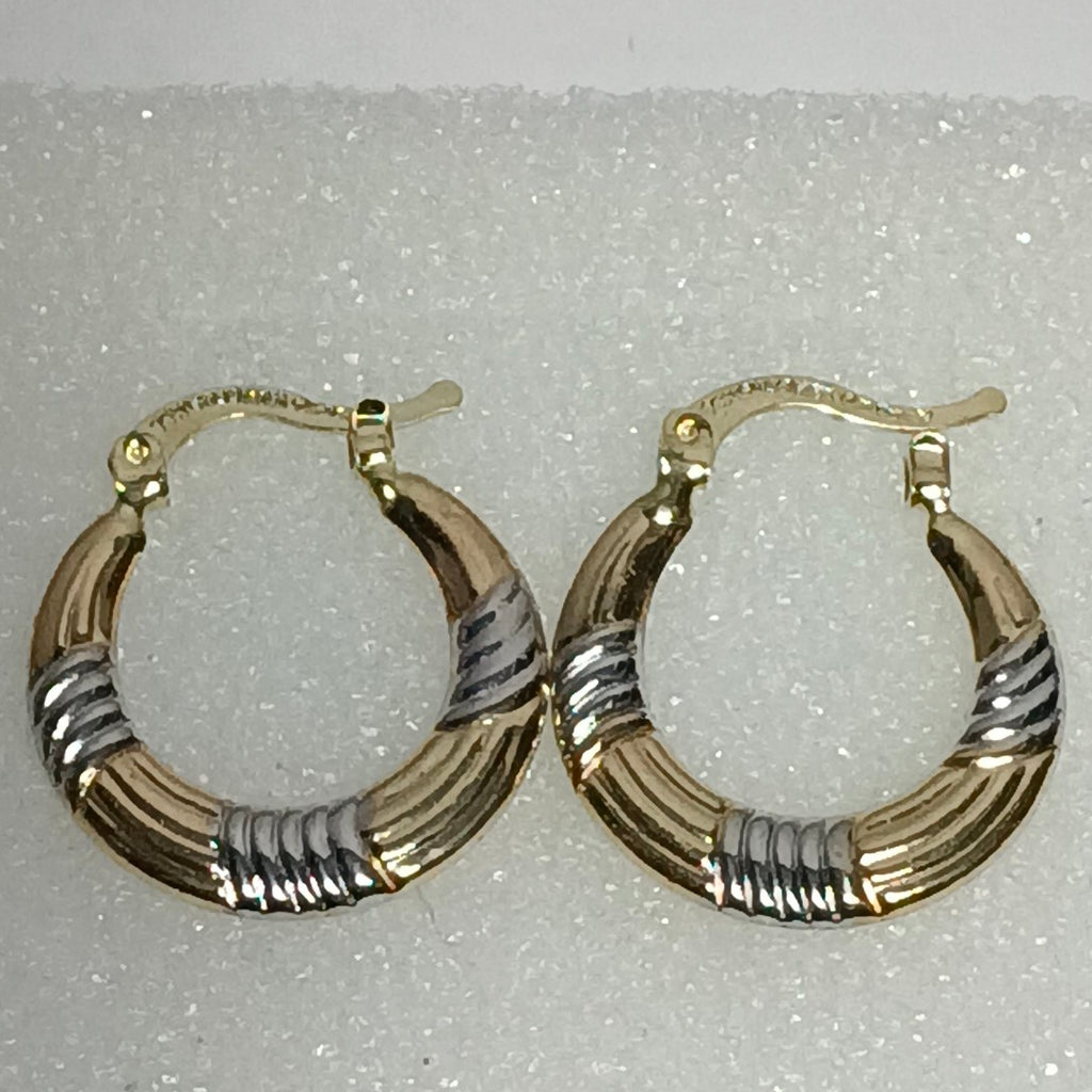 ARETES TEJIDO ARRACADAS COMBINADAS HUECAS 14K 2 GR (NUEVO)