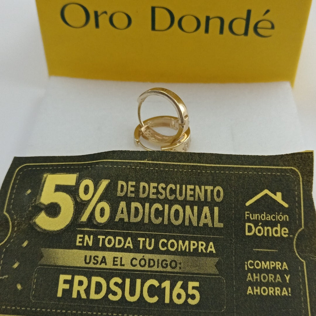 ARETES TEJIDO HUGGIES CON CIRCONIAS 14K 3 GR (NUEVO)