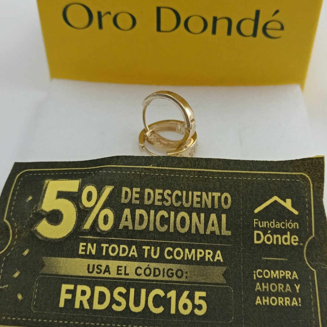 ARETES TEJIDO HUGGIES CON CIRCONIAS 14K 3 GR (NUEVO)