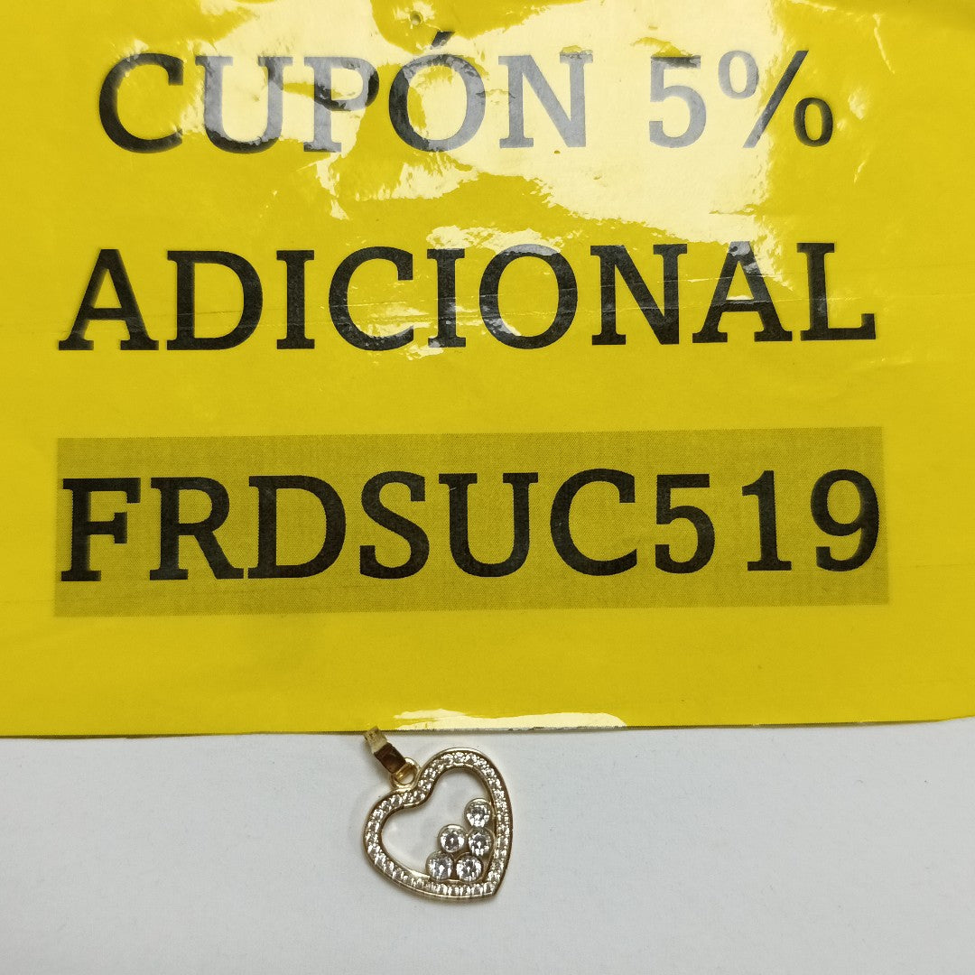 DIJE CORAZON CON CIRCONIAS 14K 1.7 GR (NUEVO)