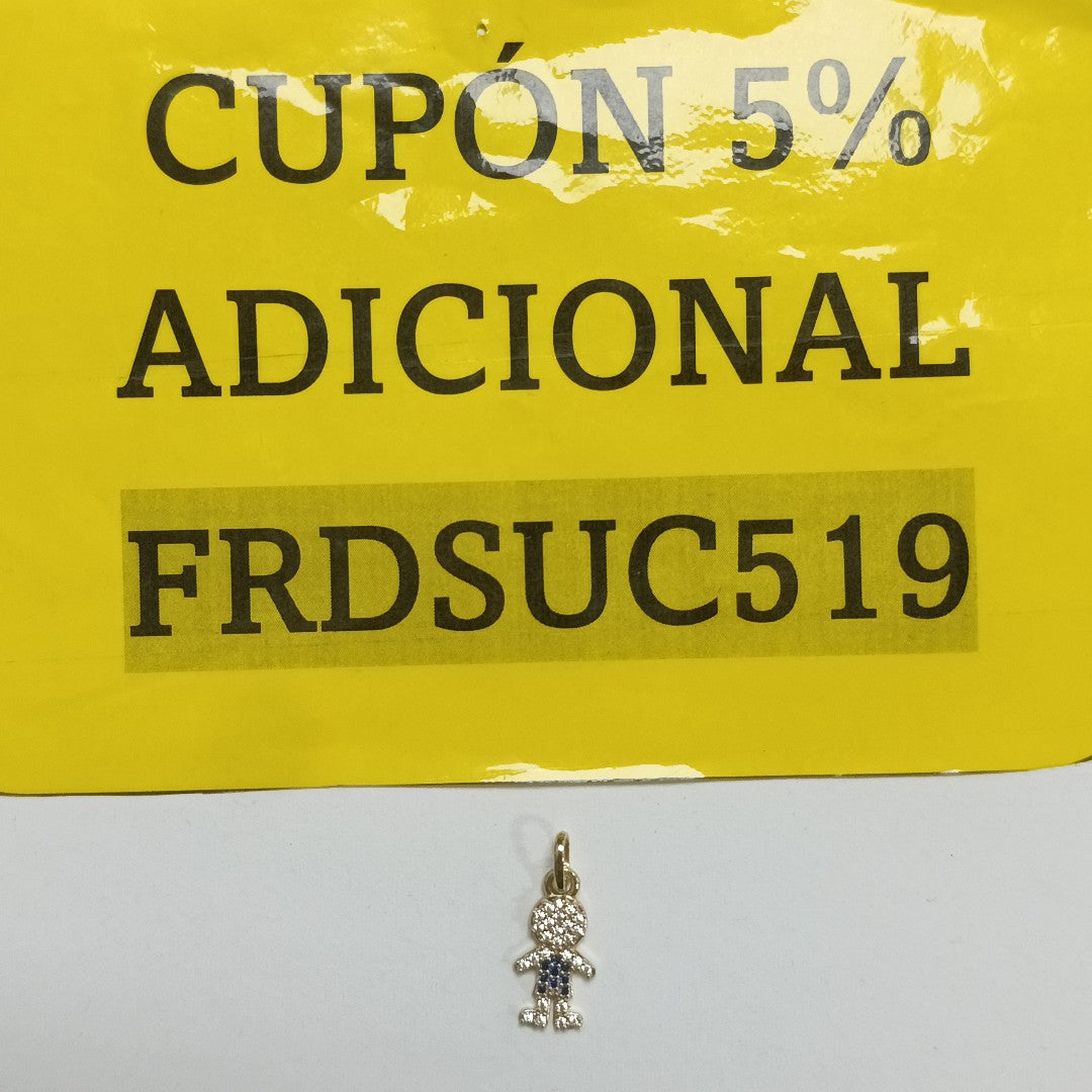 DIJE NIÑO CON CIRCONIAS Y PIEDRAS DE COLOR 10K 0.8 GR (NUEVO)
