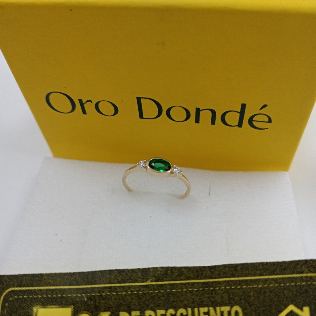 ANILLOS TEJIDO ANILLITO C CIRCONIAS Y PIEDRA VERDE 14K 8 1.2 GR (NUEVO)