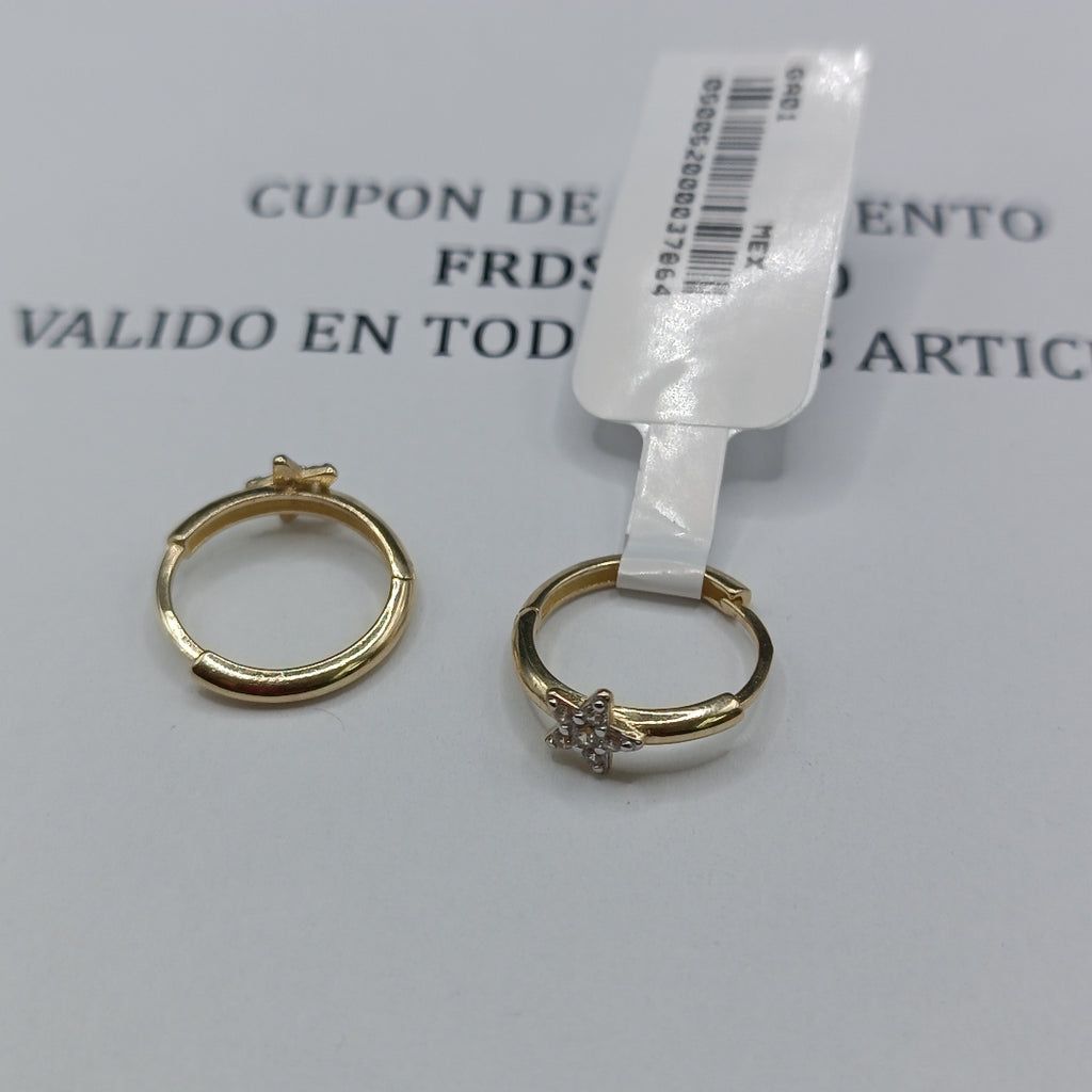 ARETES ARRACADAS FIG ESTRELLA CIRCONIAS 10K 1.6 GR (NUEVO)