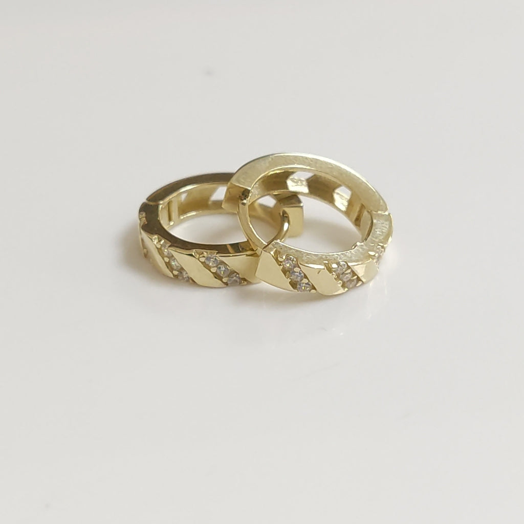 ARETES HUGGIES CON CIRCONIAS 14K 2.3 GR (NUEVO)
