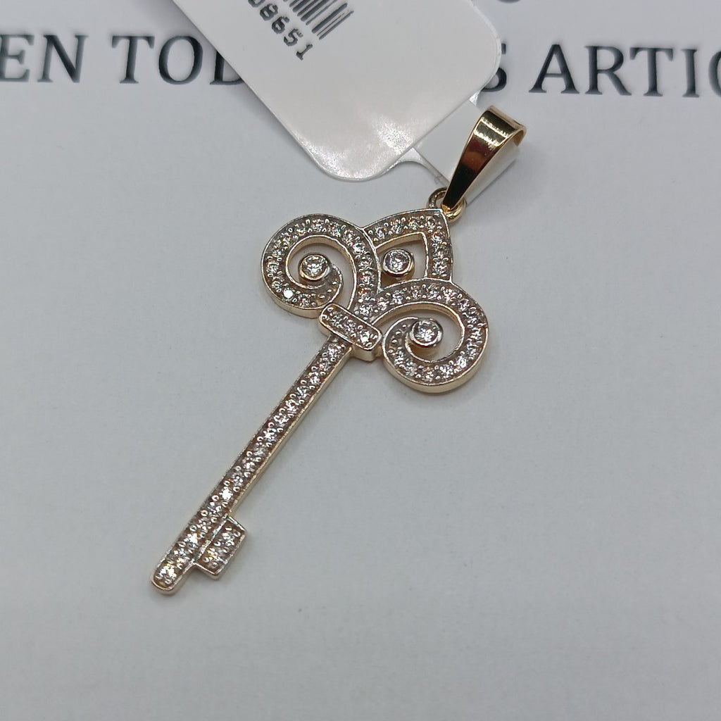 DIJE LLAVE C CIRCONIAS 14K 1.6 GR (NUEVO)