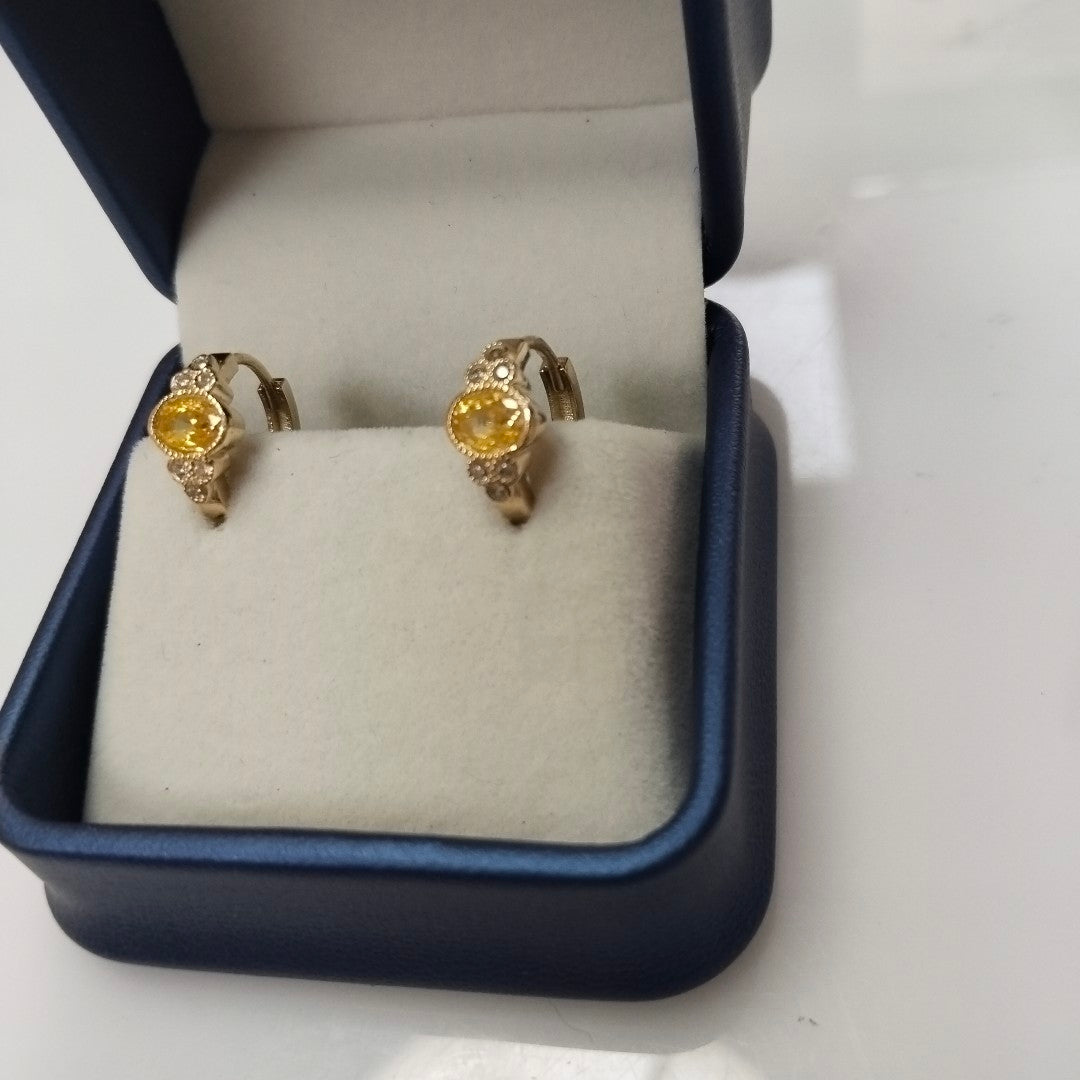 ARETES ARRACADAS CON CIRCONIAS Y PDRAS COL 14K 3.2 GR (NUEVO)