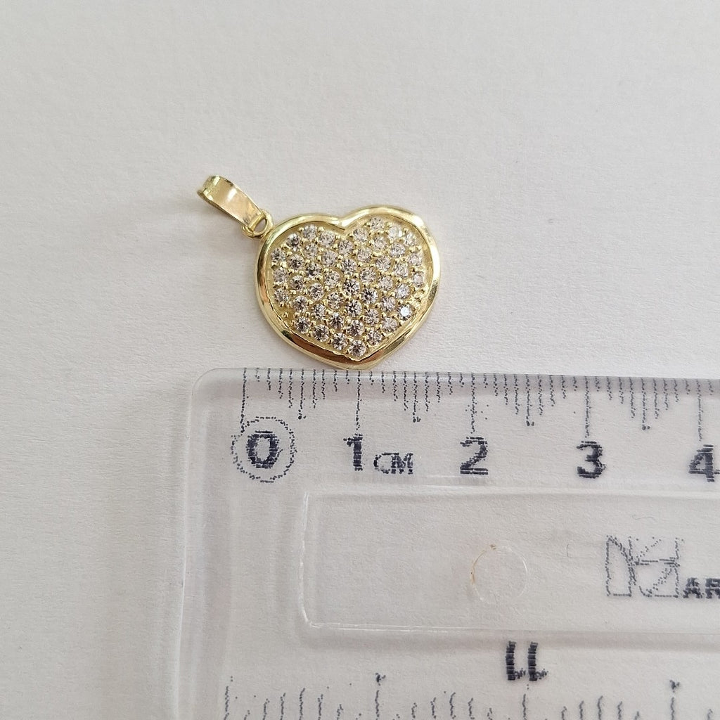 DIJE TEJIDO CORAZON CON CIRCONIAS 14K 1.8 GR (NUEVO)