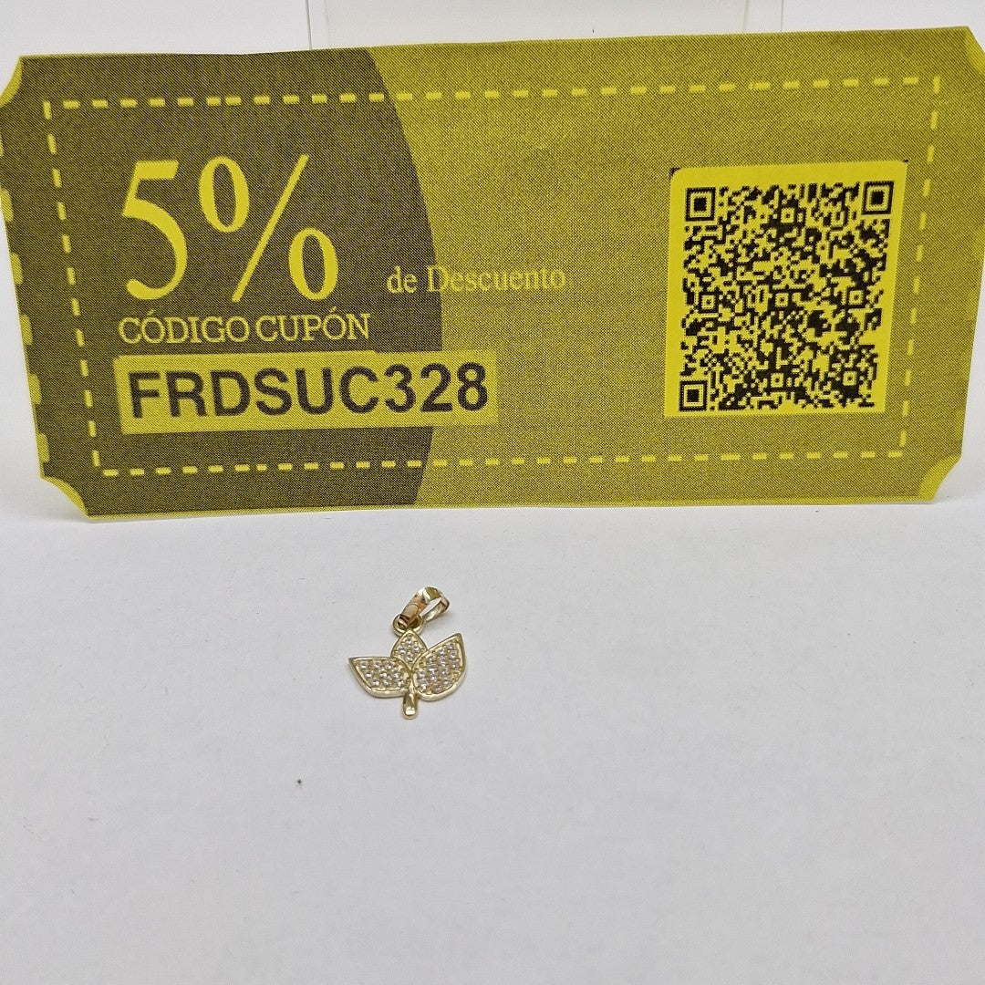 DIJE TEJIDO HOJAS CON CIRCONIAS 14K 0.9 GR (NUEVO)