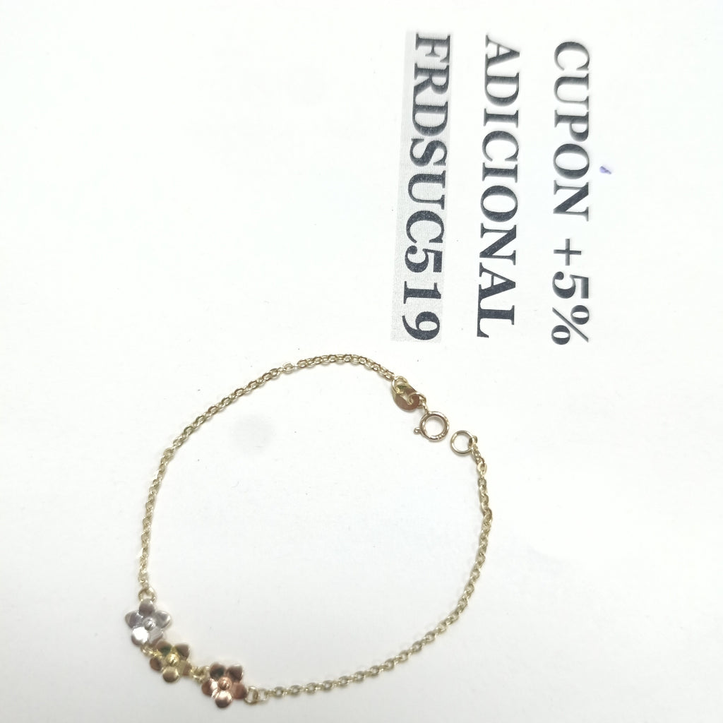 PULSERA TEJIDO ESPECIAL FIG FLORES 14K 18 CM 2 GR (NUEVO)
