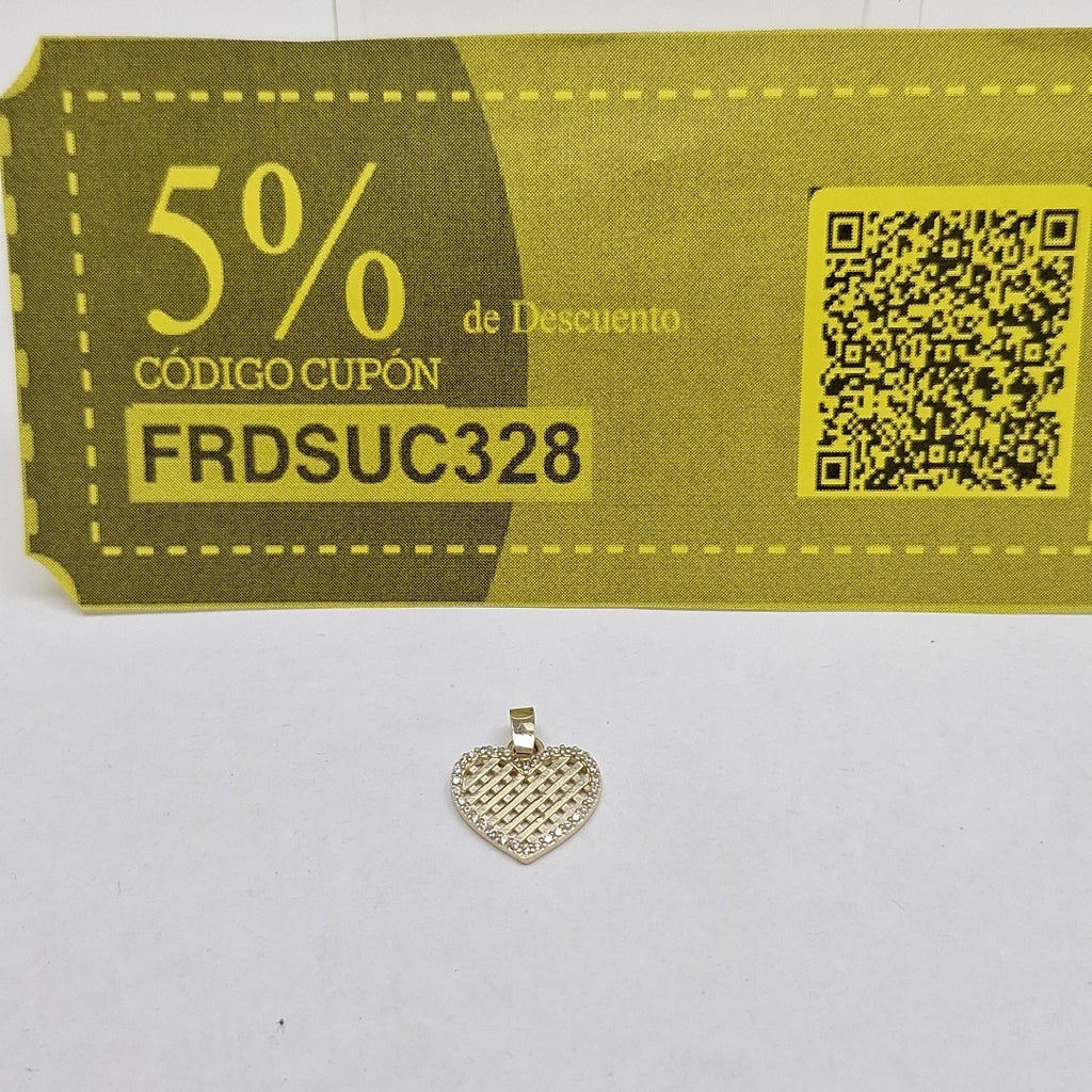 DIJE TEJIDO CORAZON CON CERCO DE CIRCONIAS 14K 1.1 GR (NUEVO)