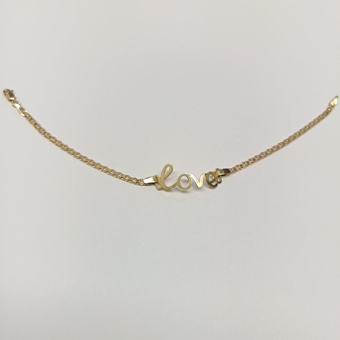 PULSERA ESCLAVA GRABADA LOVE 10K 18 CM 2.7 GR (NUEVO)