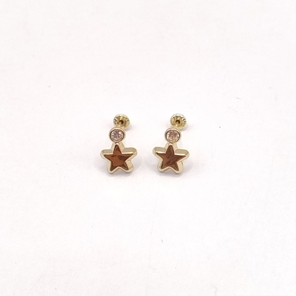 BROQUELES BROQUEL FIG ESTRELLA C CIRCONIA 14K 0.2603 GR (NUEVO)