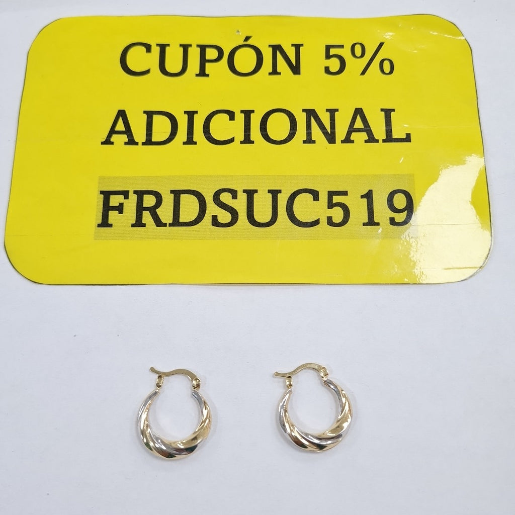ARETES TEJIDO ARRACADA TRENZADA COMBINADA 14K 1.8 GR (NUEVO)