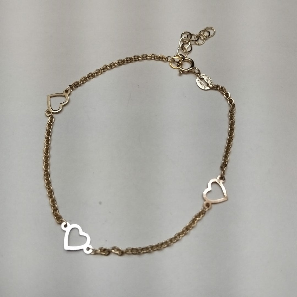 PULSERA ESPECIAL CON CORAZONES 10K 18 CM 1.2 GR (NUEVO)