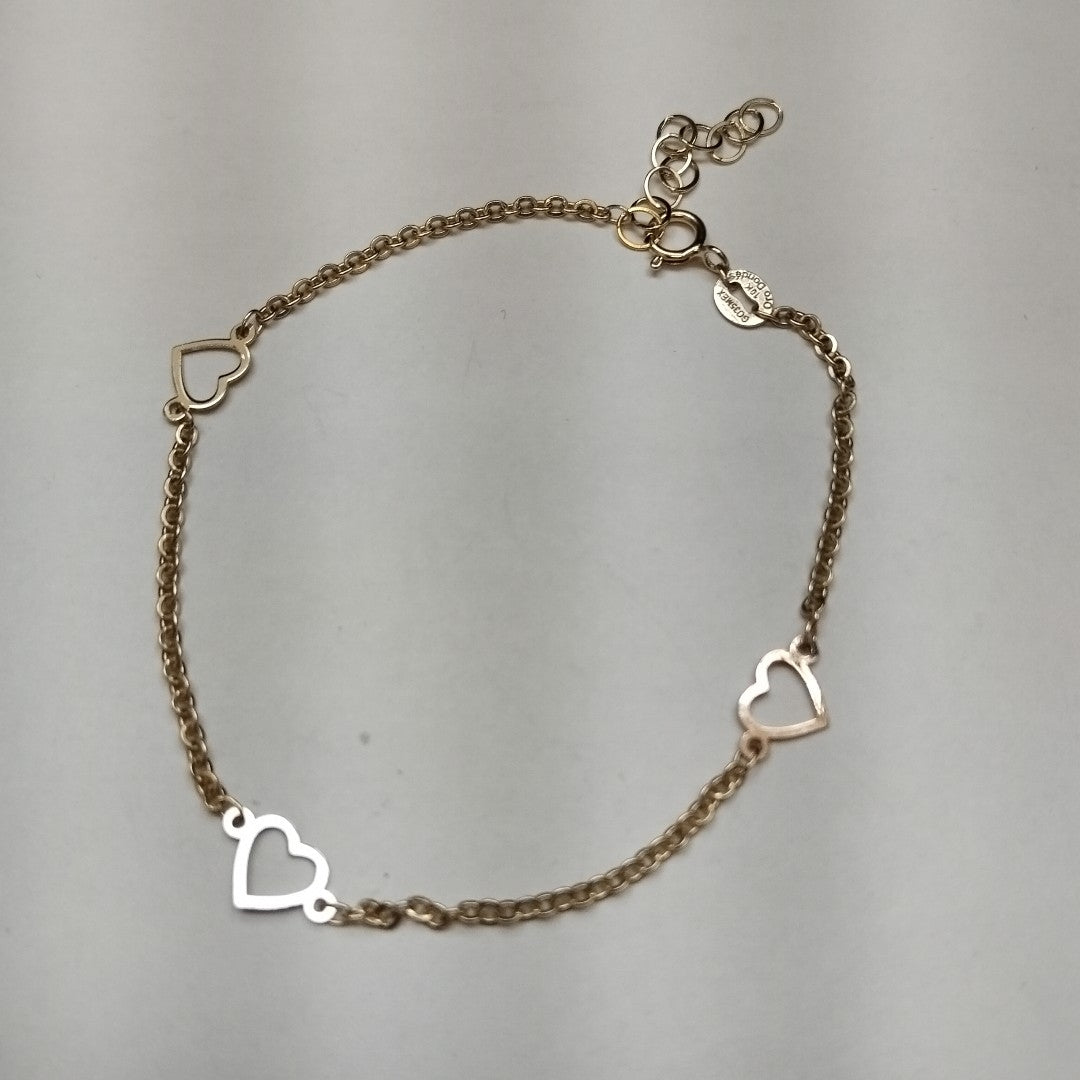 PULSERA ESPECIAL CON CORAZONES 10K 18 CM 1.2 GR (NUEVO)