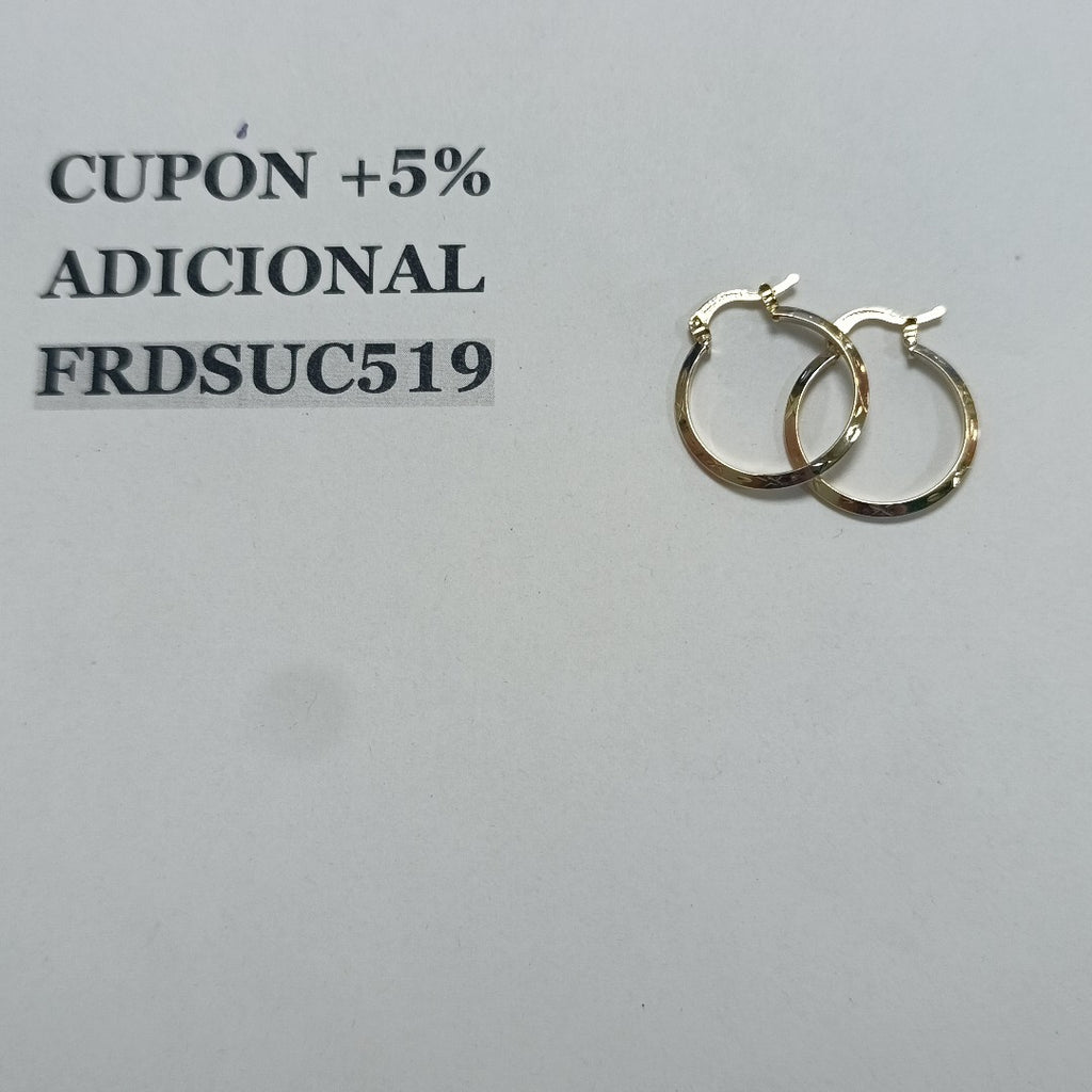 ARETES TEJIDO ARRACADAS BISELADAS COMBINADAS 14K 1.4 GR (NUEVO)