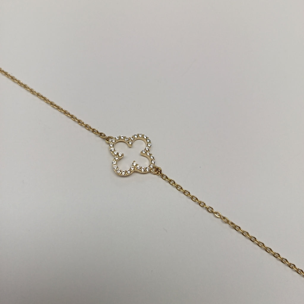 PULSERA TEJIDO ESPECIAL C CIRCONIAS 14K 18 CM 1.8 GR (NUEVO)